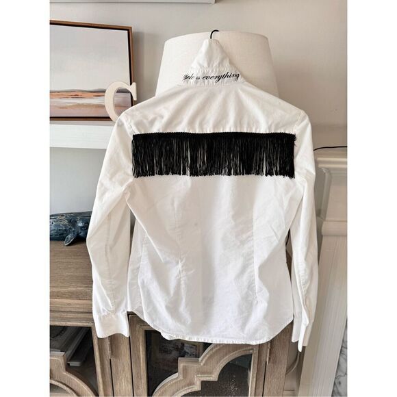 Norma Kamali Fringe Button Down Blouse - Timeless Style Is Everything But Fashio - Picture 7 of 13